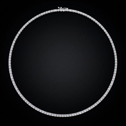 Lab Grown Tennis Necklace 14K White Gold 15 Carat 18 Inch Chain