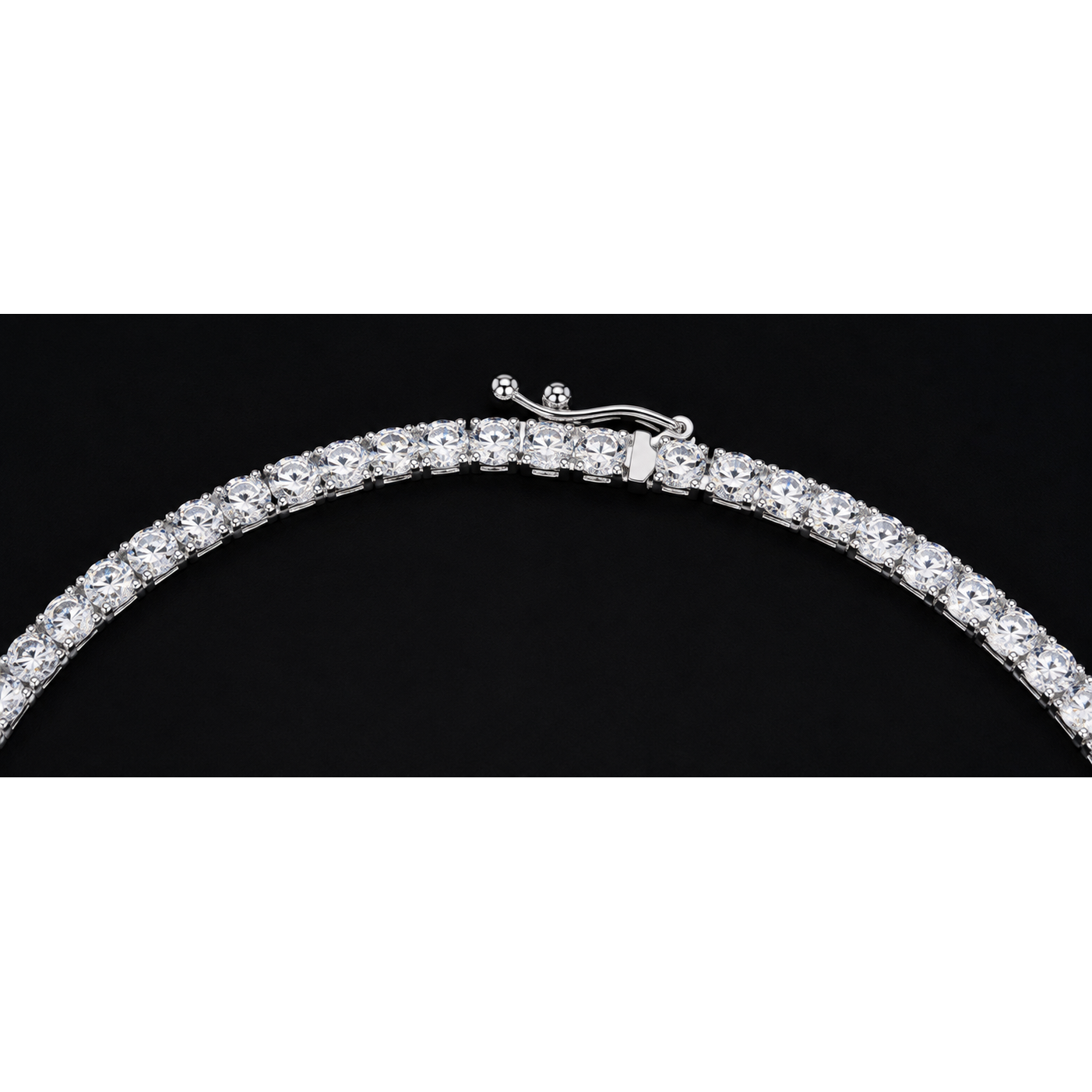 Lab Grown Tennis Necklace 14K White Gold 15 Carat 18 Inch Chain