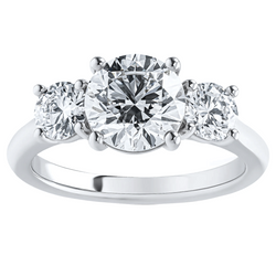 1.60 Ct Diamond Three Stone Wedding Ring 14K White Gold