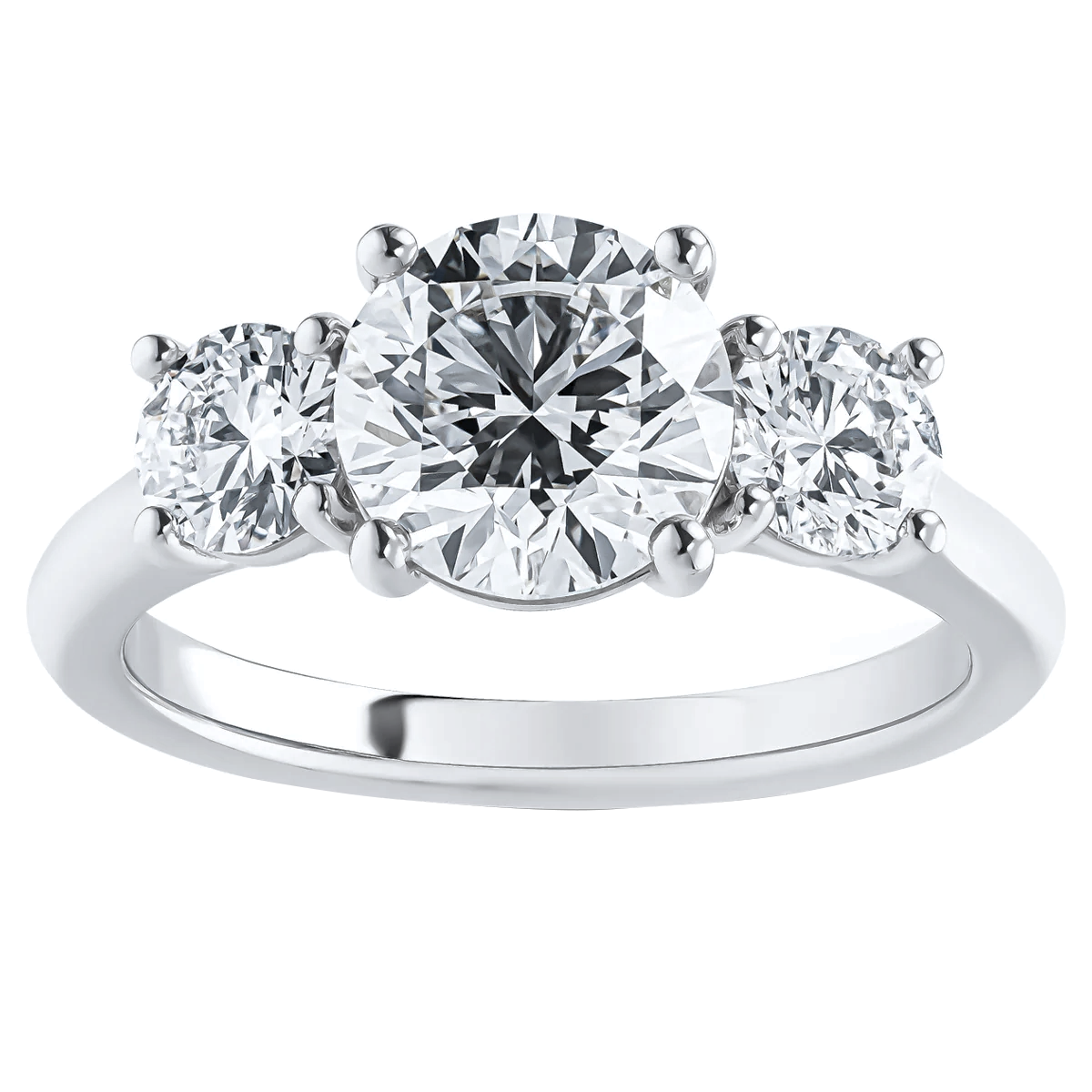 Lab Grown Diamond Three Stone Wedding Ring 14K White Gold