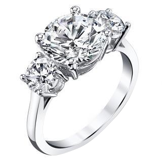 Lab Grown Diamond Three Stone Wedding Ring 14K White Gold