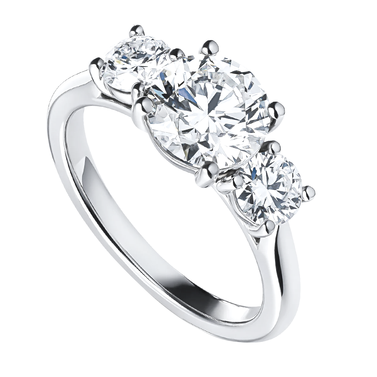 Lab Grown Diamond Three Stone Wedding Ring 14K White Gold