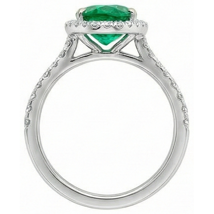 Ladies 5.25 Carats Green Emerald GIA And Natural Earth Mined Diamond Ring White Gold 14K