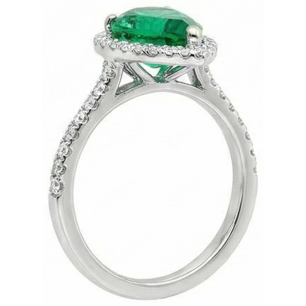 Ladies 5.25 Carats Green Emerald GIA And Natural Earth Mined Diamond Ring White Gold 14K