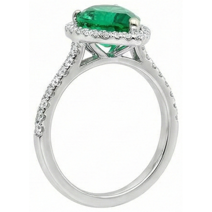 Ladies 5.25 Carats Green Emerald GIA And Natural Earth Mined Diamond Ring White Gold 14K