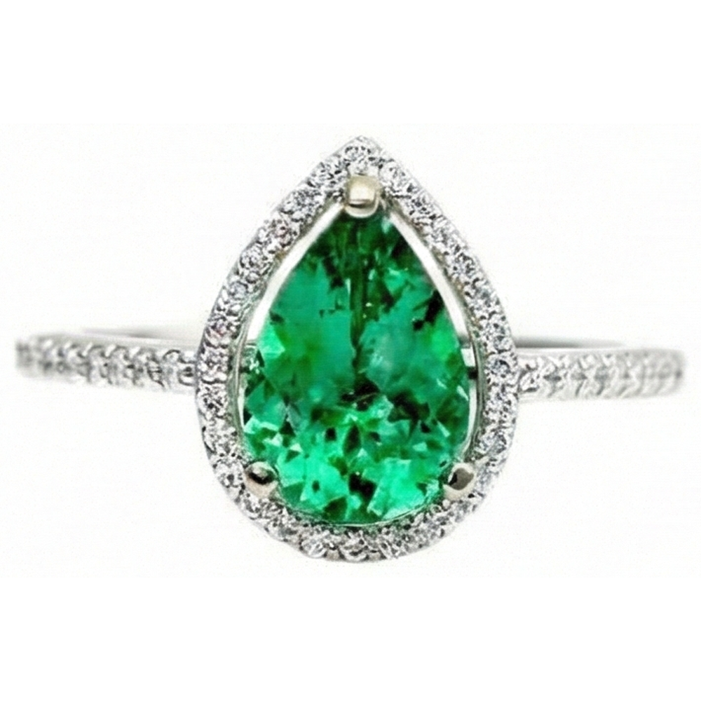 Ladies 5.25 Carats Green Emerald GIA And Natural Earth Mined Diamond Ring White Gold 14K