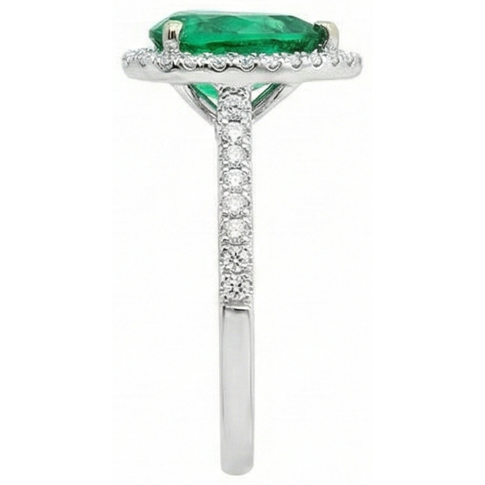 Ladies 5.25 Carats Green Emerald GIA And Natural Earth Mined Diamond Ring White Gold 14K