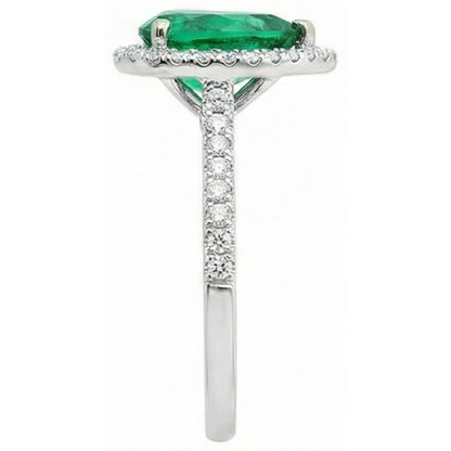 Ladies 5.25 Carats Green Emerald GIA And Natural Earth Mined Diamond Ring White Gold 14K