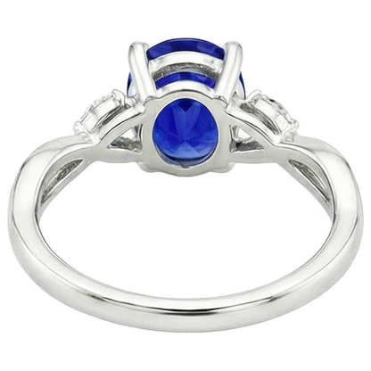 Ladies Anniversary Ring Oval Blue Sapphire & Marquise Natural Earth Mined Diamond 6 Carats
