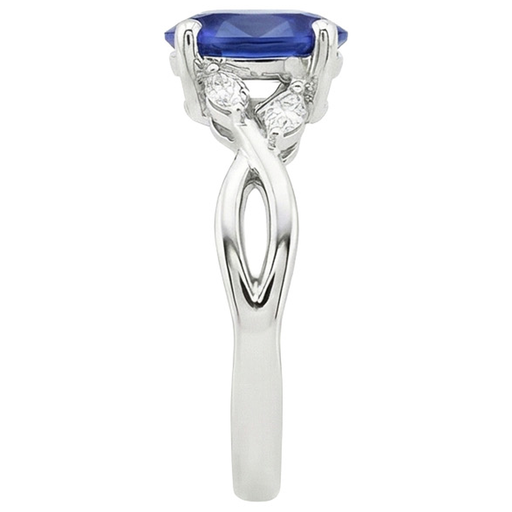 Ladies Anniversary Ring Oval Blue Sapphire & Marquise Natural Earth Mined Diamond 6 Carats