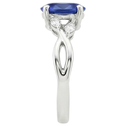 Ladies Anniversary Ring Oval Blue Sapphire & Marquise Natural Earth Mined Diamond 6 Carats