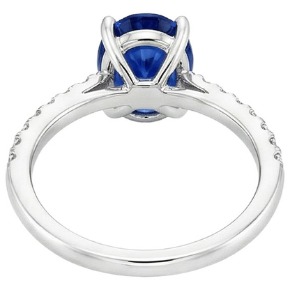natural round sapphire 5.25ct ring on white background