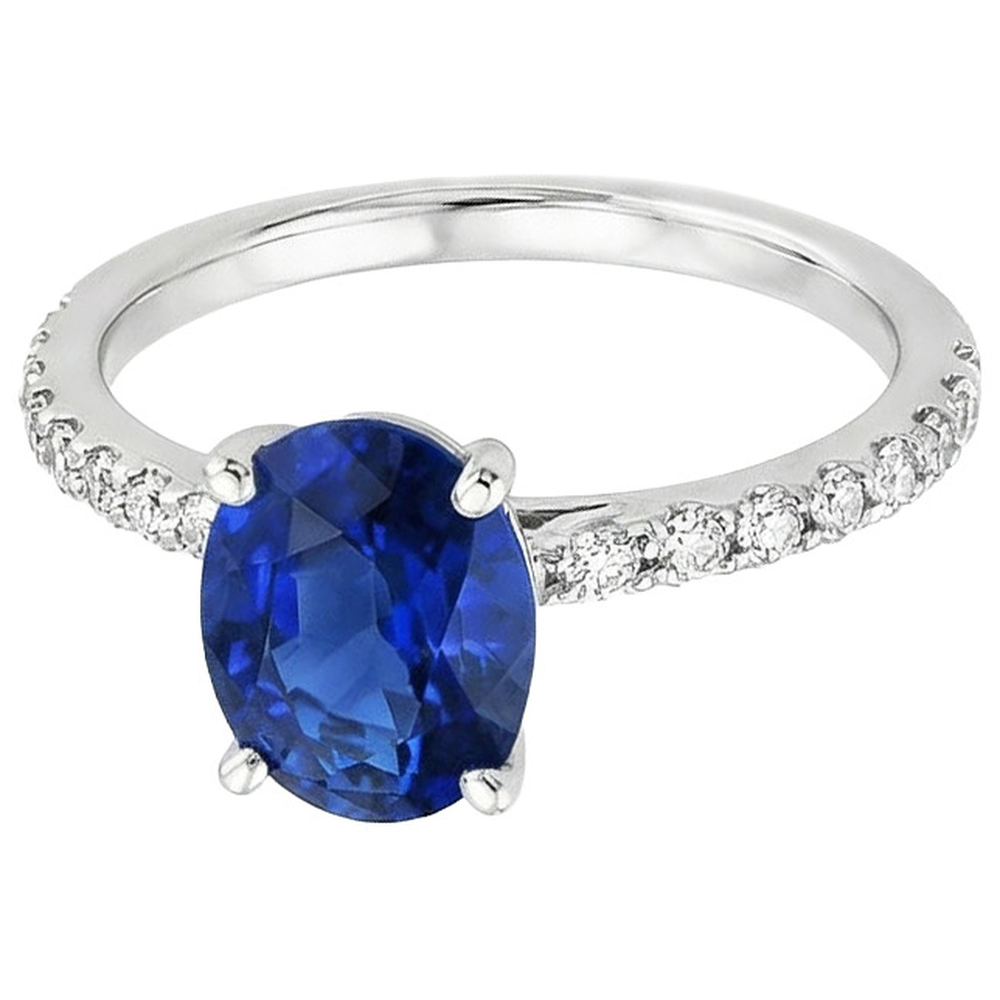 natural round sapphire 5.25ct ring side angle