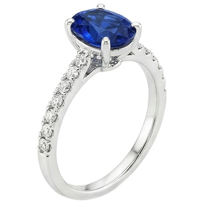 natural round sapphire 5.25ct ring profile view