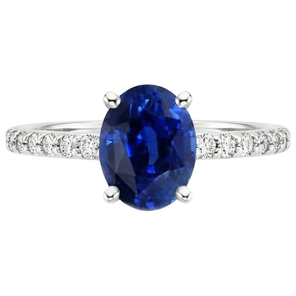 natural round sapphire 5.25ct ring top view