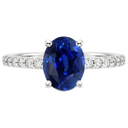 natural round sapphire 5.25ct ring top view