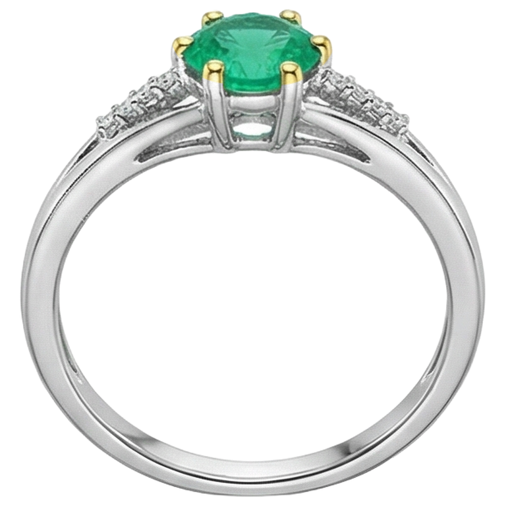 Natural Real ( Not Lab Grown ) Ladies Gemstone Jewelry Round Green Emerald GIA Ring