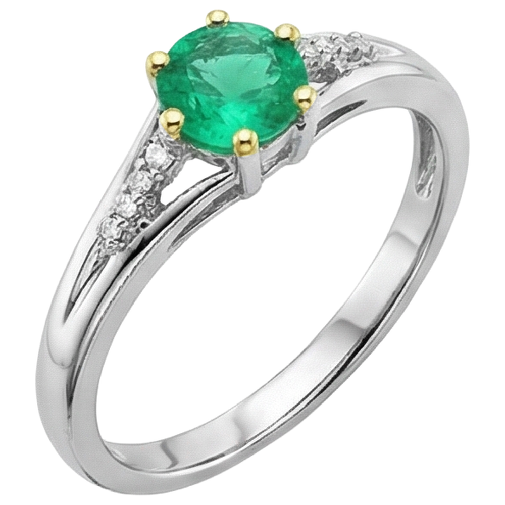Natural Real ( Not Lab Grown ) Ladies Gemstone Jewelry Round Green Emerald GIA Ring