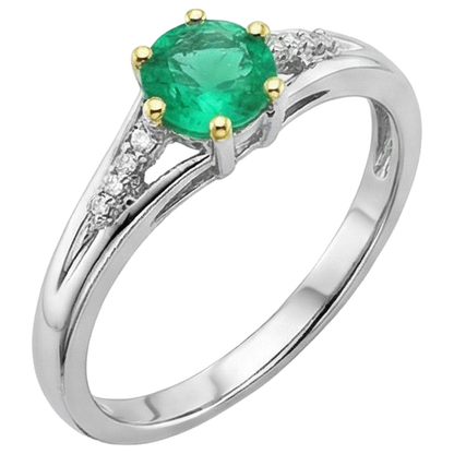 Natural Real ( Not Lab Grown ) Ladies Gemstone Jewelry Round Green Emerald GIA Ring