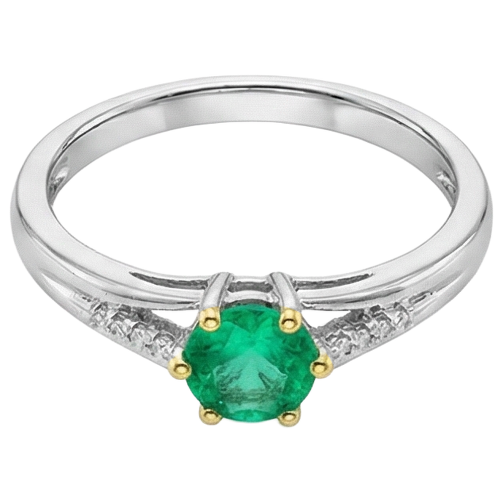 Natural Real ( Not Lab Grown ) Ladies Gemstone Jewelry Round Green Emerald GIA Ring