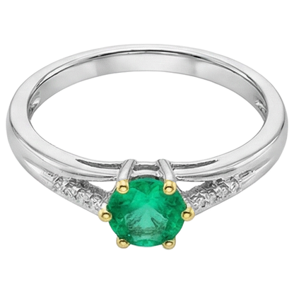 Natural Real ( Not Lab Grown ) Ladies Gemstone Jewelry Round Green Emerald GIA Ring