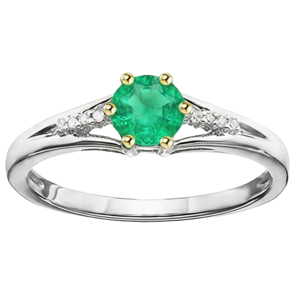 Natural Real ( Not Lab Grown ) Ladies Gemstone Jewelry Round Green Emerald GIA Ring