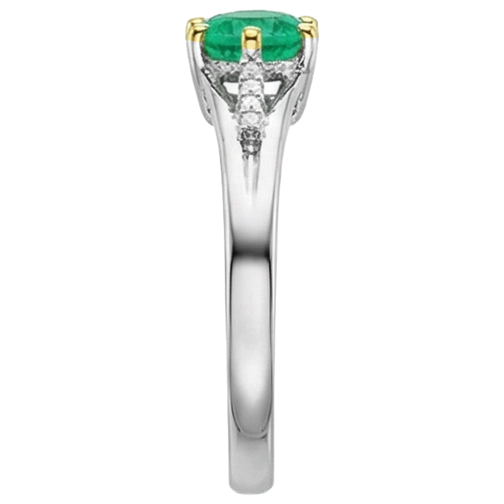 Natural Real ( Not Lab Grown ) Ladies Gemstone Jewelry Round Green Emerald GIA Ring