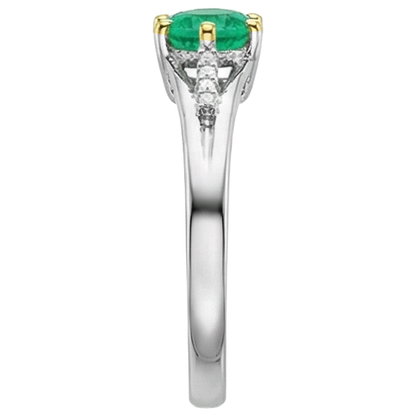 Natural Real ( Not Lab Grown ) Ladies Gemstone Jewelry Round Green Emerald GIA Ring