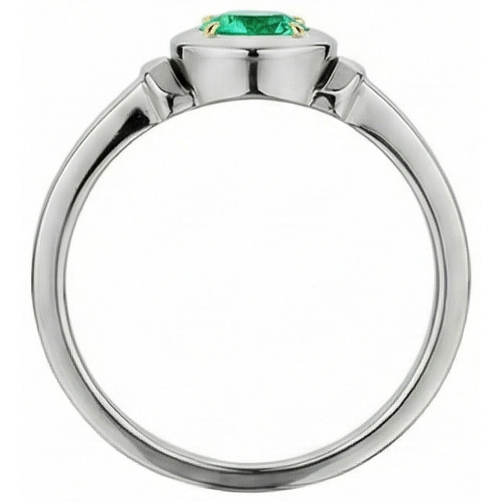 natural round emerald 1ct ring on white background