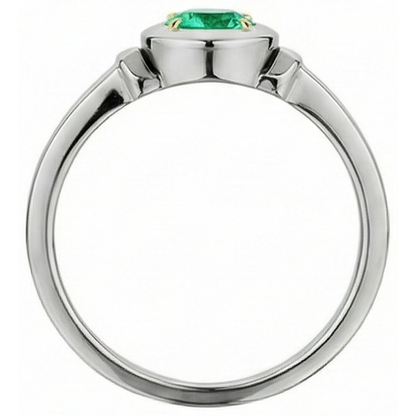 natural round emerald 1ct ring on white background