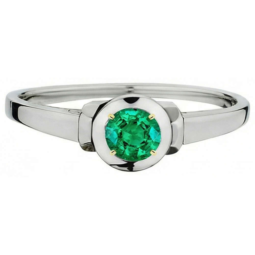 natural round emerald 1ct ring profile view