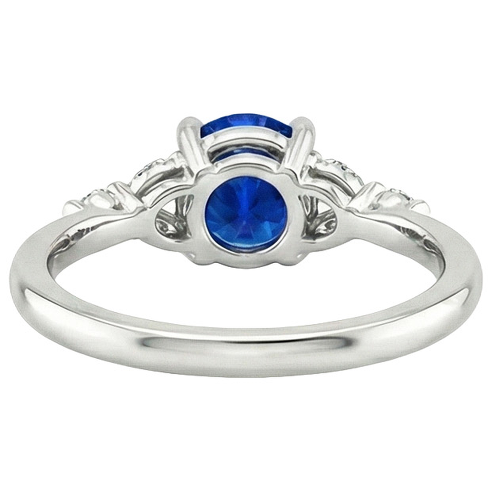Ladies Gemstone Ring Blue Sapphire Marquise & Round Natural Earth Mined Diamonds 3 Carats
