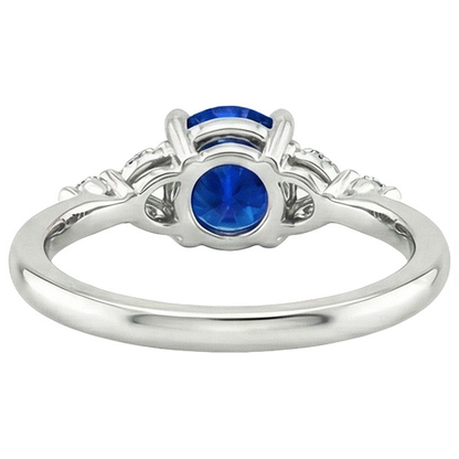 Ladies Gemstone Ring Blue Sapphire Marquise & Round Natural Earth Mined Diamonds 3 Carats