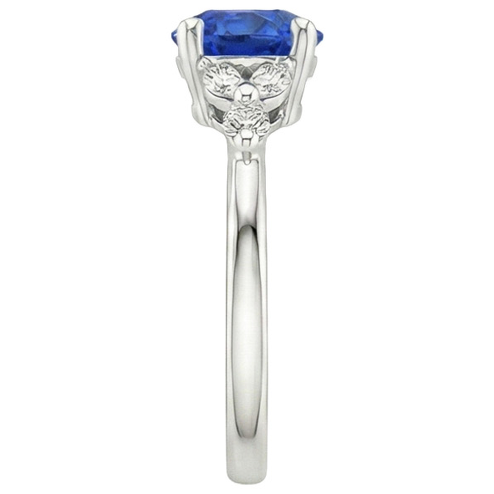 Ladies Gemstone Ring Blue Sapphire Marquise & Round Natural Earth Mined Diamonds 3 Carats