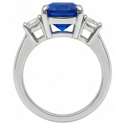 Ladies Gold Natural Earth Mined Diamond Ring Emerald Cut 5 Carats Sapphire Jewelry