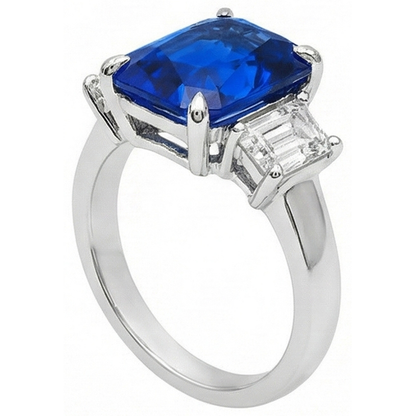 Ladies Gold Natural Earth Mined Diamond Ring Emerald Cut 5 Carats Sapphire Jewelry