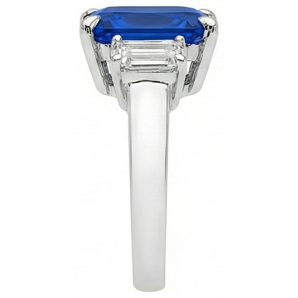 Ladies Gold Natural Earth Mined Diamond Ring Emerald Cut 5 Carats Sapphire Jewelry