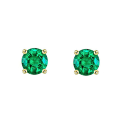 Ladies Green Emerald Stud Earrings 4 Prongs