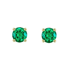 Natural Real ( Not Lab Grown ) Ladies Green Emerald GIA Stud Earrings 4 Prongs