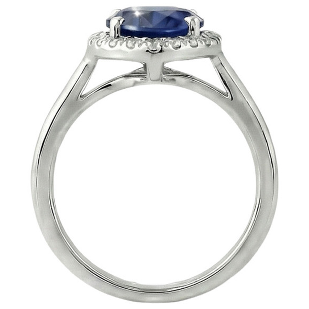 Natural Real ( Not Lab Grown )  Ladies Halo Ring Pear Cut Ceylon Sapphire 2.50 Carats White Gold 14K