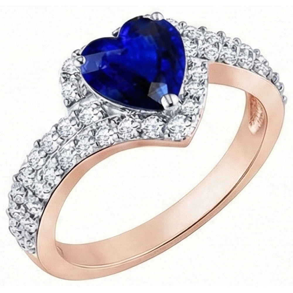 natural round sapphire 4.50ct ring profile view
