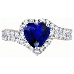 Natural Sapphire Ring 4.50ct - Two Tone 14K Gold