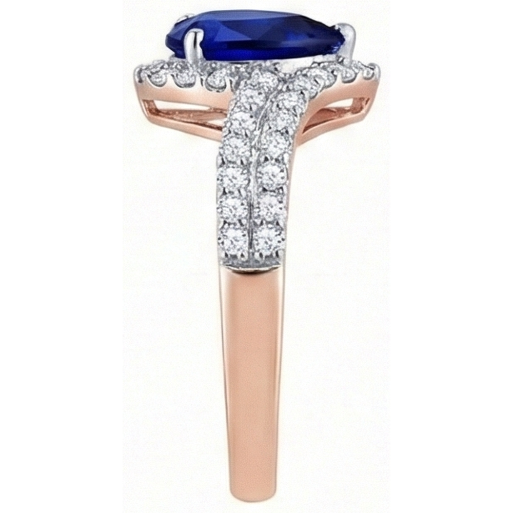 natural round sapphire 4.50ct ring on white background