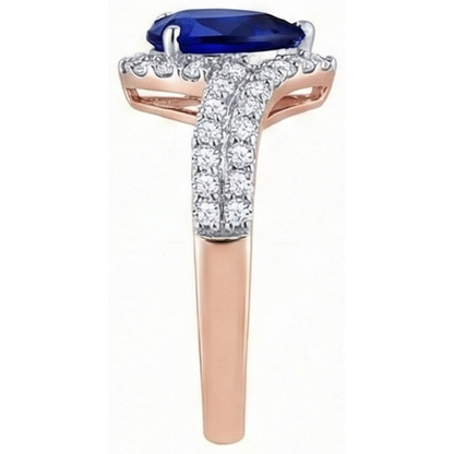 natural round sapphire 4.50ct ring on white background