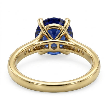 Ladies Natural Earth Mined Diamond Blue Sapphire Engagement Ring Yellow Gold 2.50 Carats