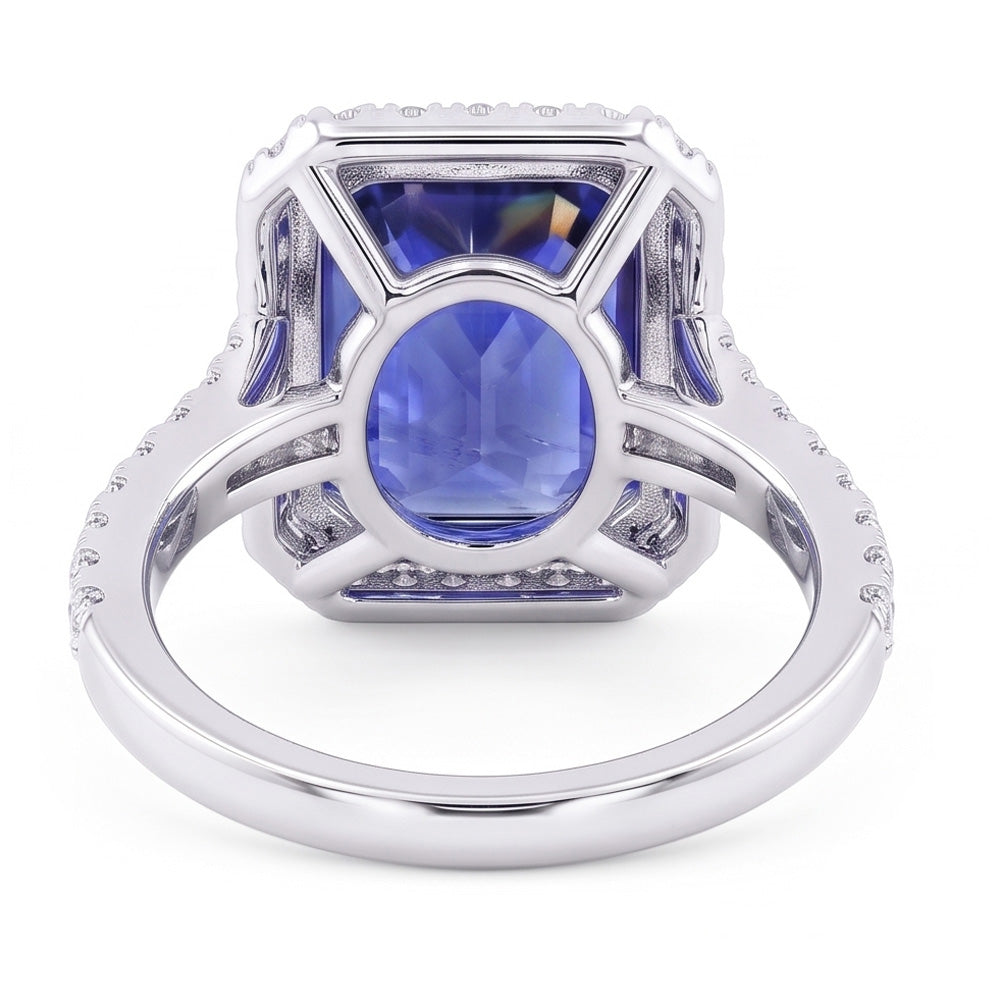 Ladies Natural Earth Mined Diamond Engagement Ring Bezel Set Sapphire Radiant 4.50 Carats