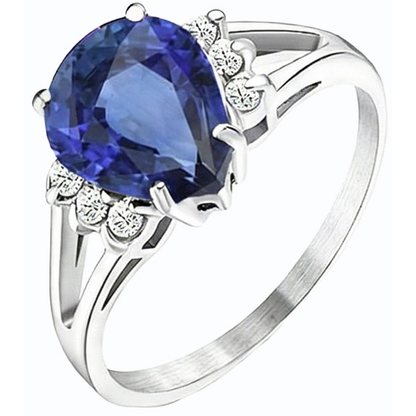 Ladies Natural Earth Mined Diamond Engagement Ring Blue Sapphire Split Shank 3.50 Carats