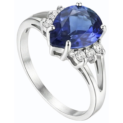 Ladies Natural Earth Mined Diamond Engagement Ring Blue Sapphire Split Shank 3.50 Carats