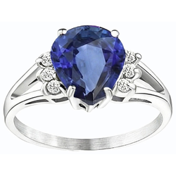 Ladies Natural Earth Mined Diamond Engagement Ring Blue Sapphire Split Shank 3.50 Carats