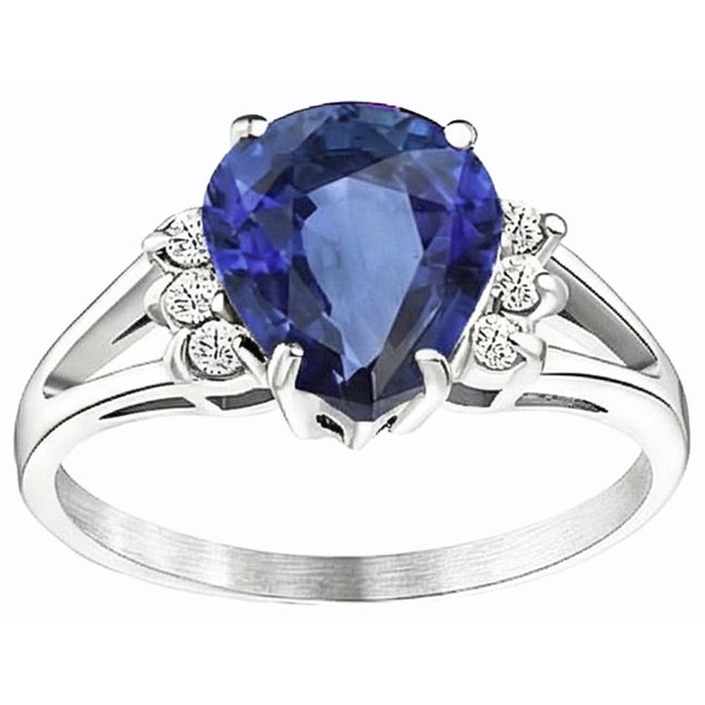 Ladies Natural Earth Mined Diamond Engagement Ring Blue Sapphire Split Shank 3.50 Carats